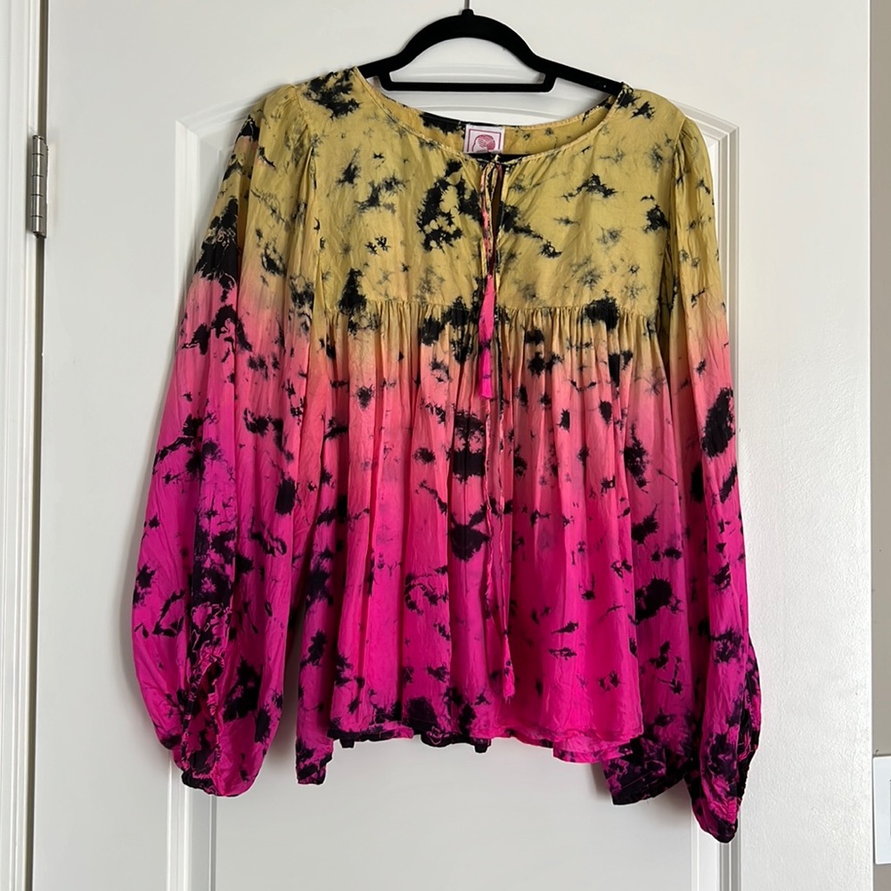 100% silk tie dye top